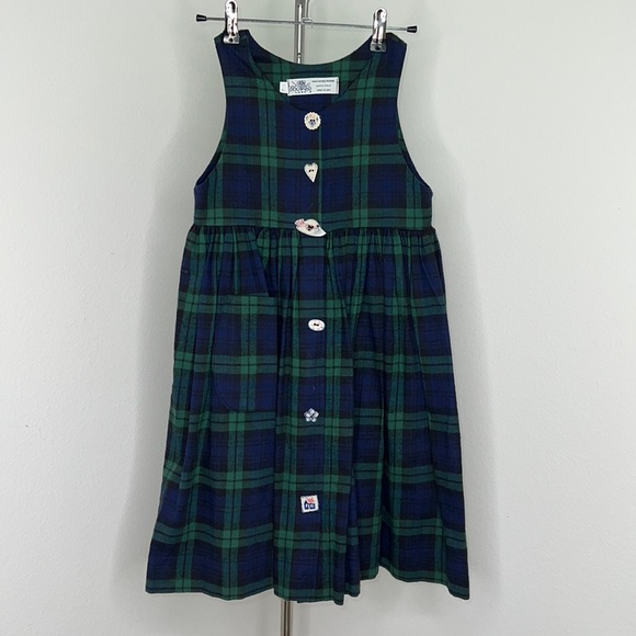 🔹 Dogwood Lane Plaid Jumper with Hand Painted Ceramic Buttons - Picture 1 of 3